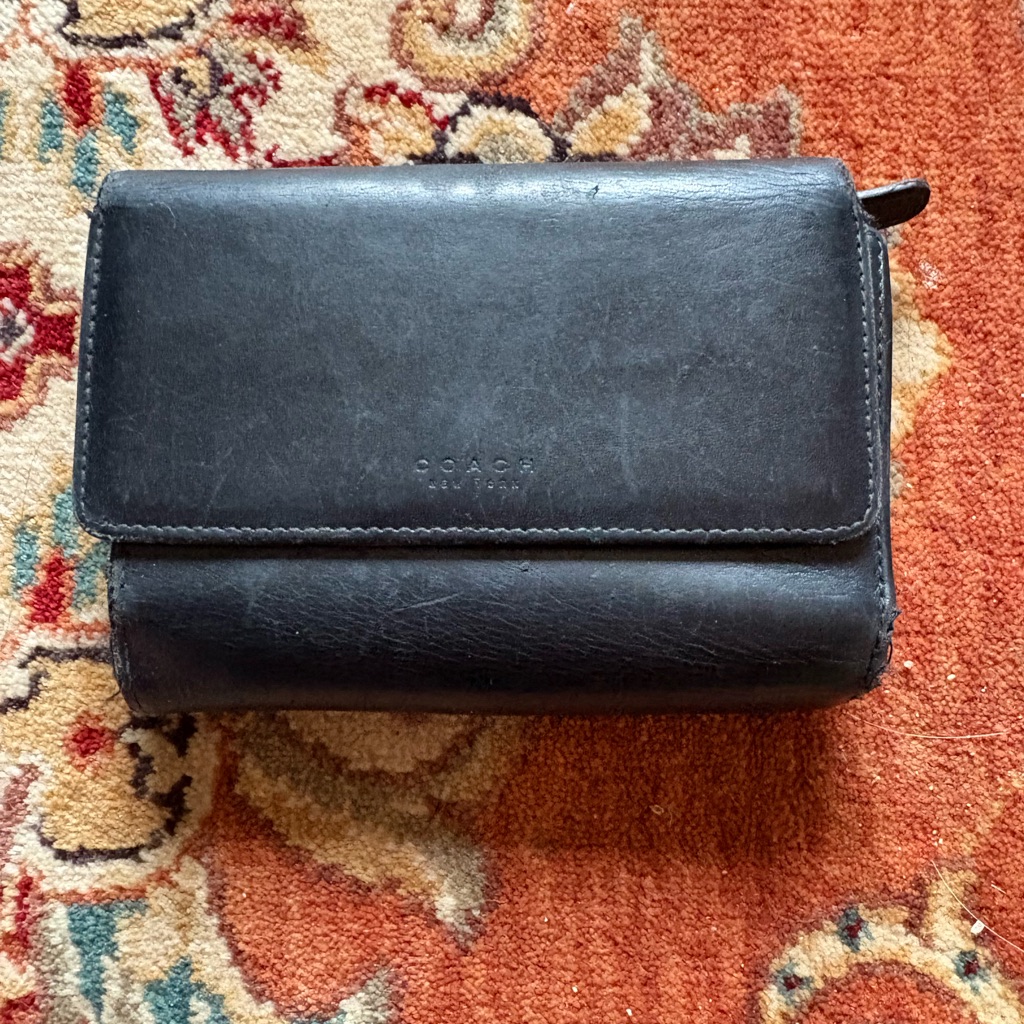 Vintage Black Leather Coach Bifold Wallet